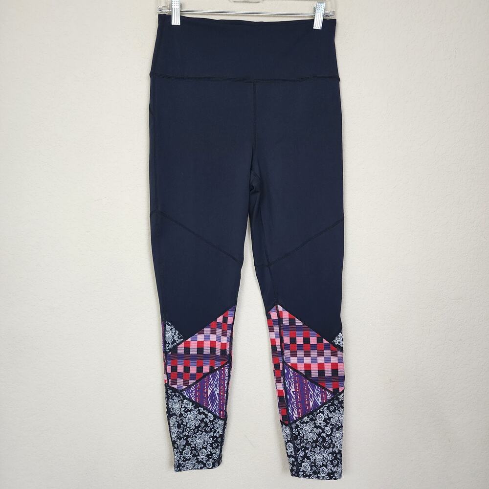 Free People Large Stretchy Black Patchwork Leggings